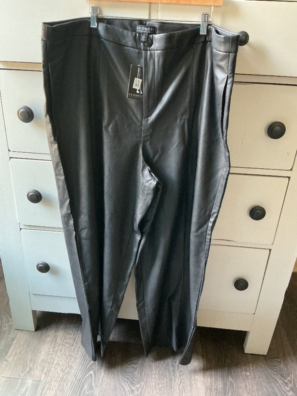 ELOQUII Black Faux Leather Pants Size 24 NWT Plus Size 🖤
